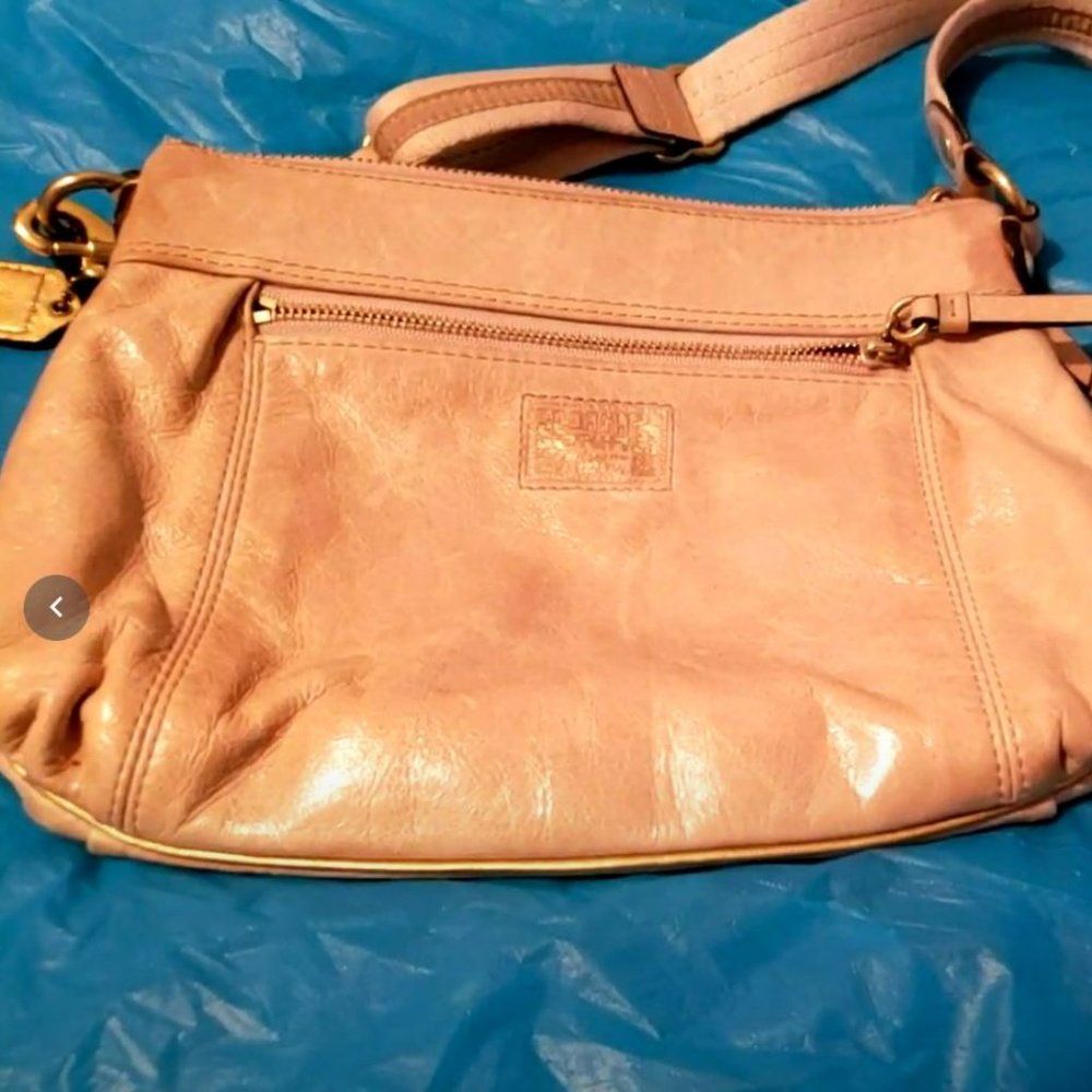 COACH Poppy Light Gold Leather Crossbody Purse